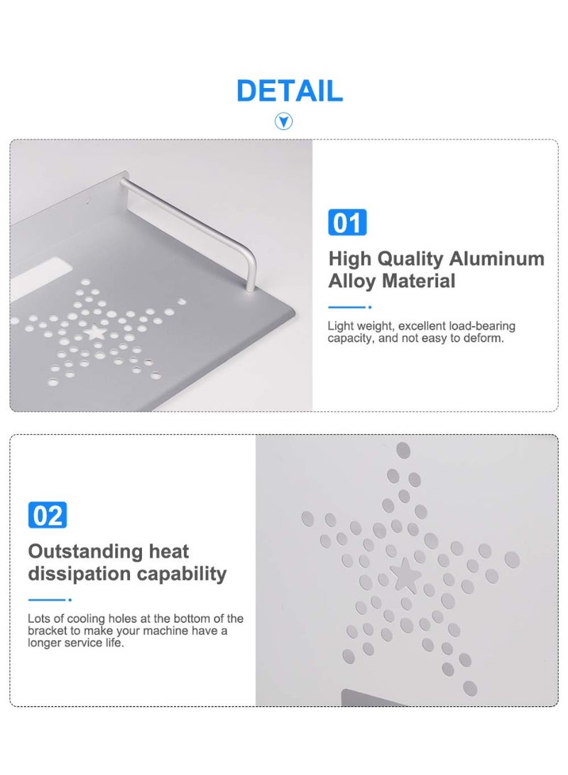 حامل حائط لجهاز التوجيه من سبائك الألومنيوم، حامل تعليق على الحائط، حامل واي فاي، حامل صندوق التلفزيون، حامل صندوق الاستقبال، حامل ملحقات التلفزيون، حامل جهاز العرض (فضي) - Image 3