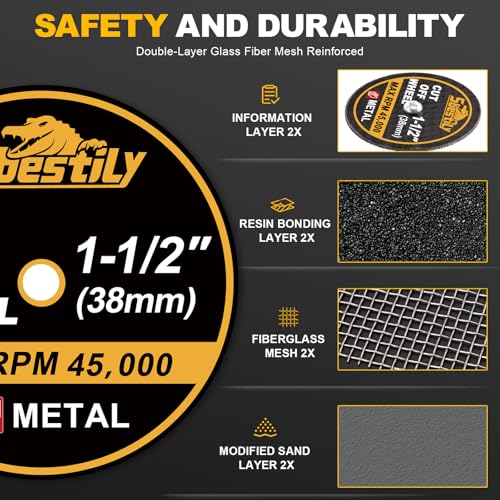 Sbestily 1-1/2 Cut Off Wheels 40 Pack, 1.5" x 1/8" Fiberglass Reinforced Cutting Discs Rotary Tool Accessories Kit with 4 Mandrels, for Metal Stainless Steel Plastic Fits Dremel Drill Die Grinder - Image 5