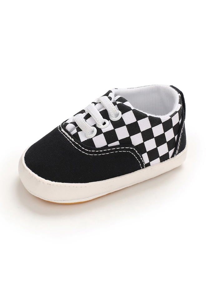 Clowora Unsex Baby Boys Girls Canvas First Walkers Shoes,Infant Non Slip Soft Sole Toddler Flat Lazy Loafers Sneaker, 041/Black Rubber Sole, 6-12 Months - Image 1