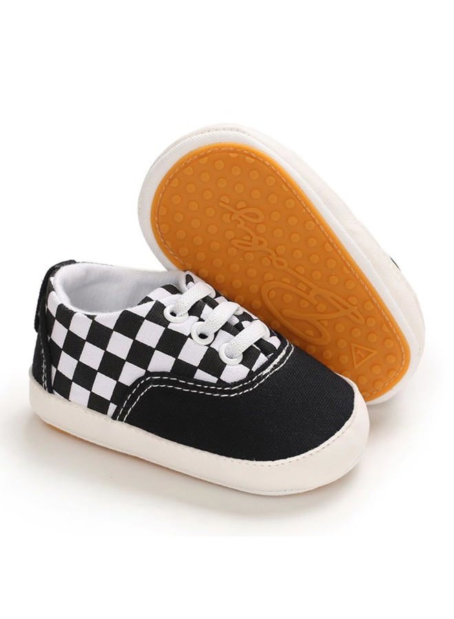 Clowora Unsex Baby Boys Girls Canvas First Walkers Shoes,Infant Non Slip Soft Sole Toddler Flat Lazy Loafers Sneaker, 041/Black Rubber Sole, 6-12 Months - Image 4