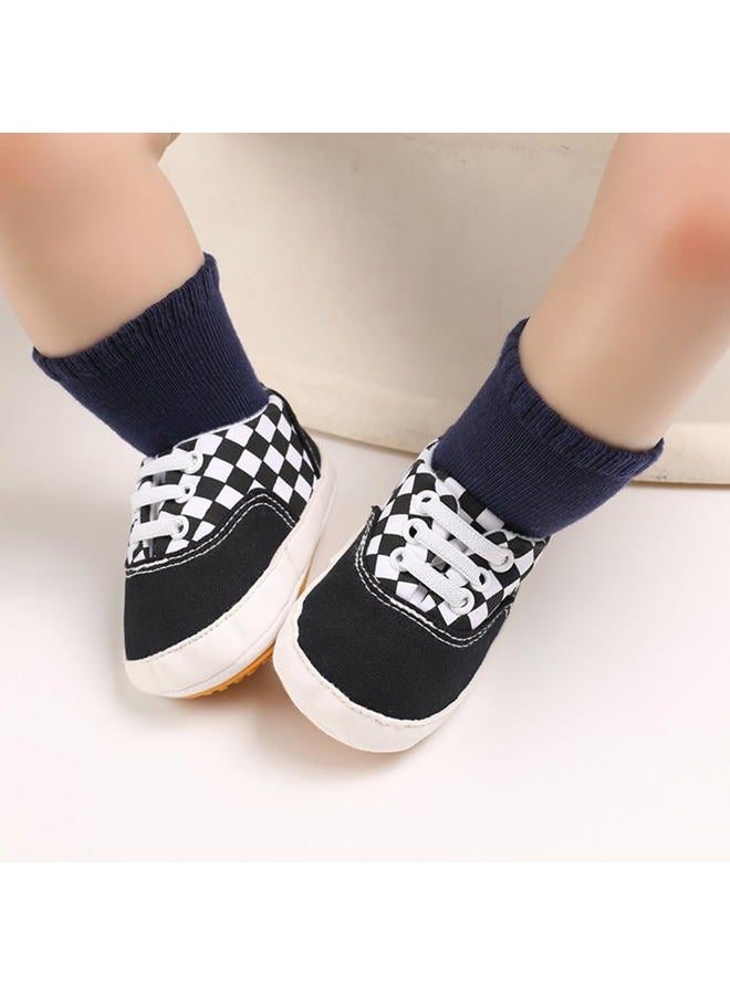Clowora Unsex Baby Boys Girls Canvas First Walkers Shoes,Infant Non Slip Soft Sole Toddler Flat Lazy Loafers Sneaker, 041/Black Rubber Sole, 6-12 Months - Image 2