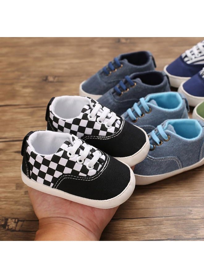 Clowora Unsex Baby Boys Girls Canvas First Walkers Shoes,Infant Non Slip Soft Sole Toddler Flat Lazy Loafers Sneaker, 041/Black Rubber Sole, 6-12 Months - Image 3