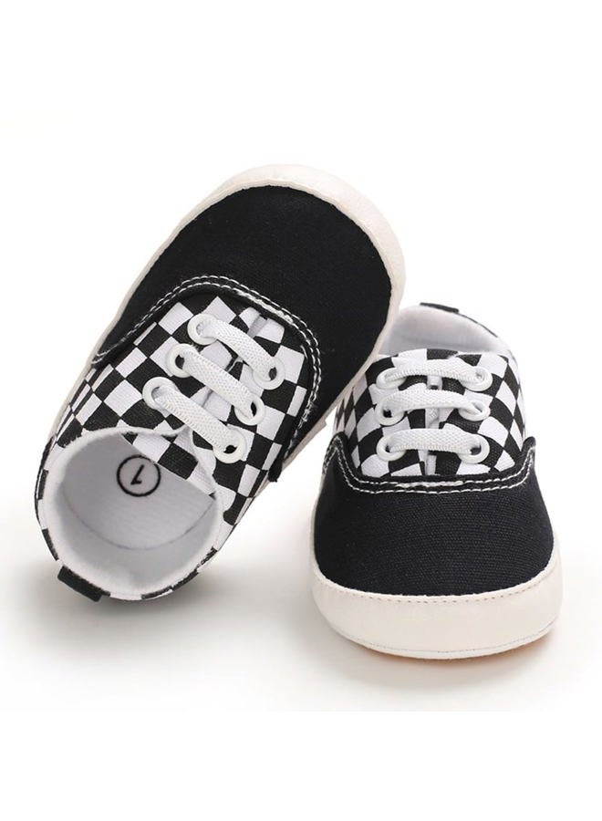 Clowora Unsex Baby Boys Girls Canvas First Walkers Shoes,Infant Non Slip Soft Sole Toddler Flat Lazy Loafers Sneaker, 041/Black Rubber Sole, 6-12 Months - Image 5