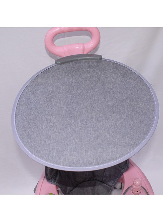 Adjustable Height Baby Walker With Sun Roof. 360-Degree Rotate Trolley For 6-18 Months