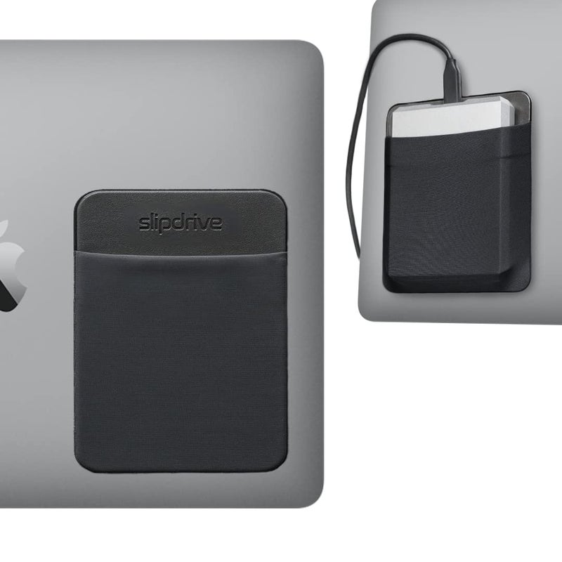 Slipdrive سليب درايف - غلاف قرص صلب محمول للابتوب - قرص صلب HDD - لاصق قابل لإعادة الاستخدام - 5.5 بوصة × 4.5 بوصة غلاف لحمل القرص الصلب الخارجي - حقيبة سفر جيب (كبير، أسود) - Image 1