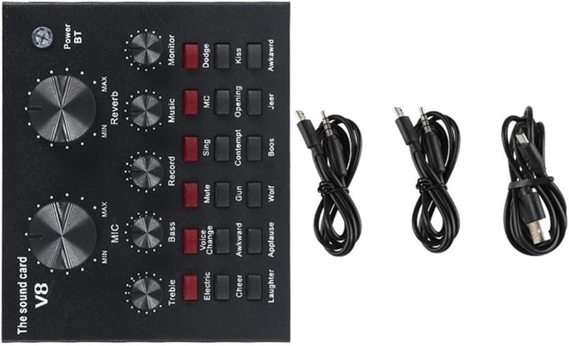 مزج صوتي USB احترافي مع بطاقة صوت مباشر وميكروفون مكثف للبث والتسجيل والألعاب - Image 1
