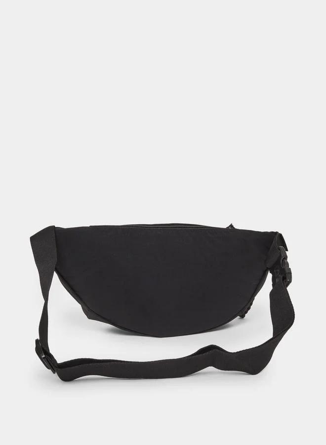 Styli Men Black Crossbody Bag with Zip Pocket