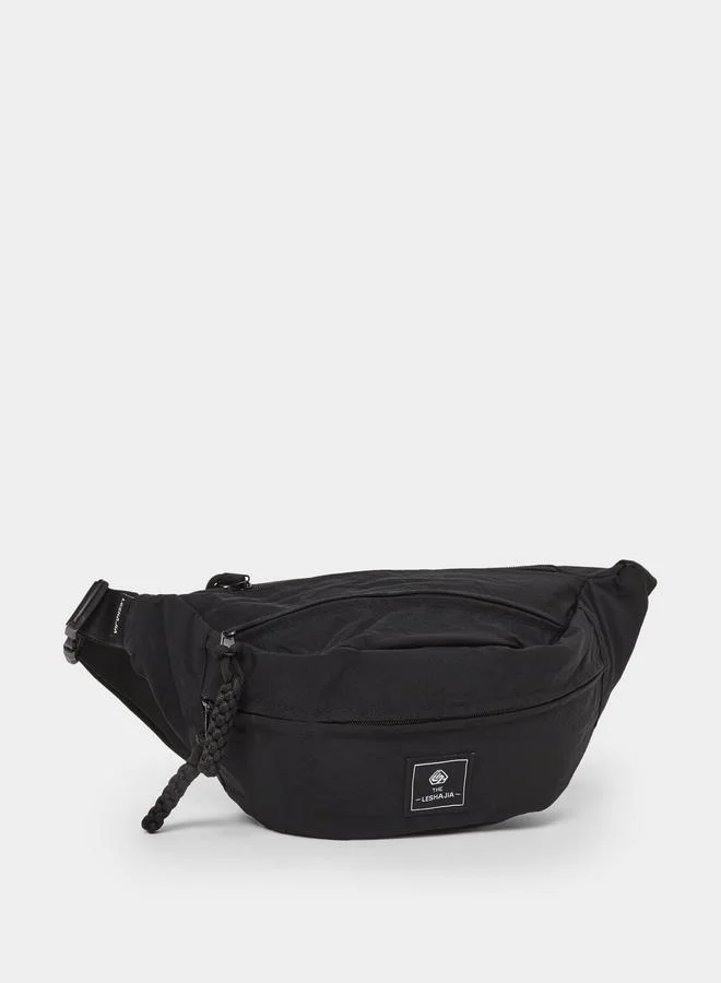 Styli Men Black Crossbody Bag with Zip Pocket