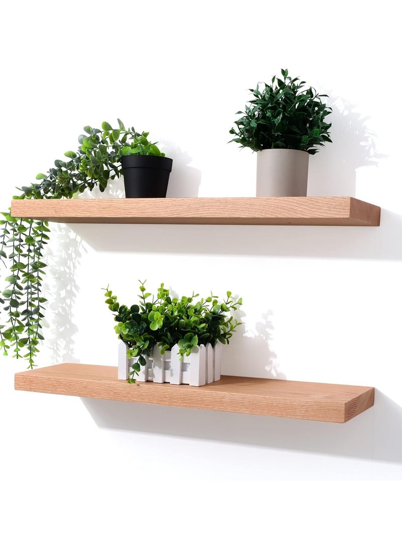 DubaiGallery 2 Pcs Rectangular floating shelves wall mounted bookcase wood display stand storage rack  - Image 4