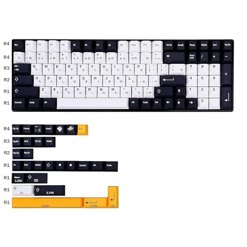 Gliging Japanese Keycaps 133 Keys Black White Keycap Cherry Profile Dye-Sub PBT Minimalist Compatible with GH60 / GK64 / GK61 / 68/87/104 Keyboard - Image 2