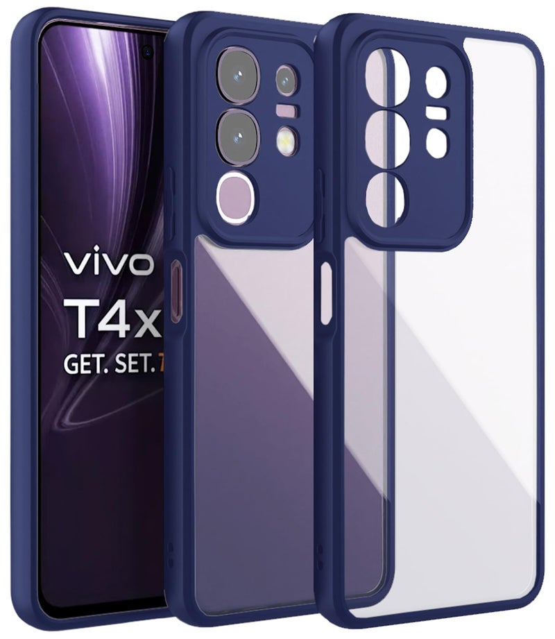 Kapa Hawkeye Clear Back Cover for Iqoo Z10x 5G / Vivo T4x 5G | Camera Lens Protector Shockproof Slim Clear Case Cover (Blue Sides) - Image 1