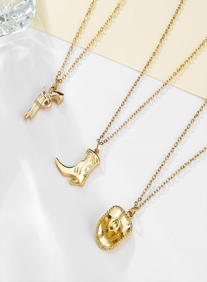 HANRESHE Gold Cowboy Necklaces Western Jewelry For Women Trendy Cowgirl Accessories Layered Necklace Western Unique Cowgirl Pendant Necklace Boot Chains Jewelry Gift - Image 5