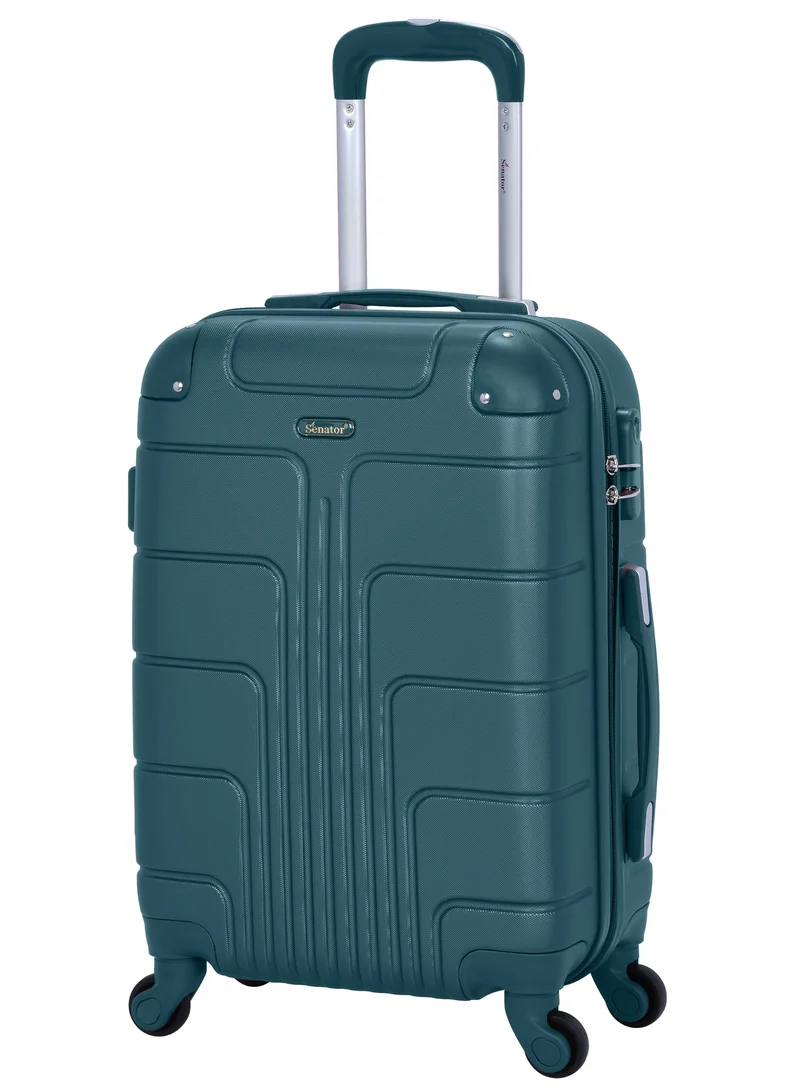 SENATOR Hard Case Travel Bag Cabin Luggage Trolley ABS Lightweight Suitcase with 4 Spinner Wheels A1012 Dark Teal