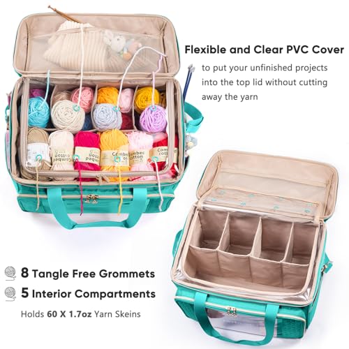 MYBAGZING Large Yarn Storage BagCrochet Bag OrganizerYarn Bags for CrochetingCrochet Storage Bag with Pockets for Crochet Hooks Crochet AccessoriesKnitting BagsGifts for Crocheters - Image 3