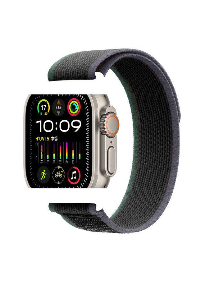 Generic For Apple Wild Trail Loop Strap For Apple Watch8/S9 Universal Nylon Woven Velcro Strap-Color:38/40/41MM BLUE With BLACK  - Image 1