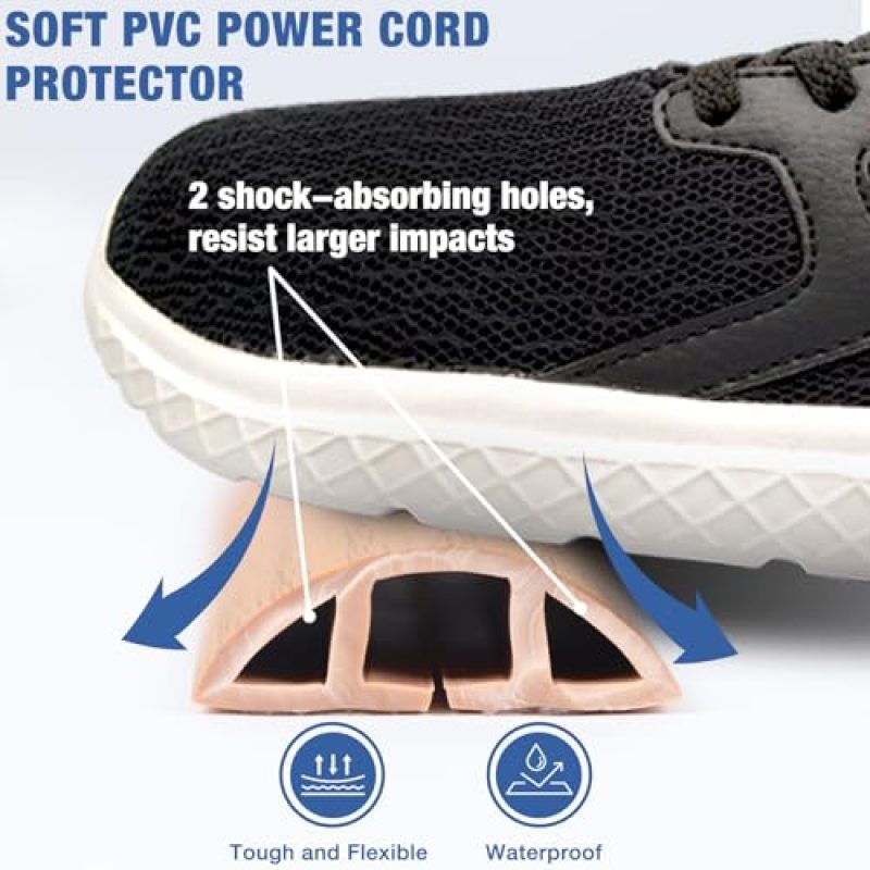 6 Feet Floor Cable Cover Self-Adhesive PVC Cord Protector - Soft Wood-Grain Cable Management for Office Desk - Image 3