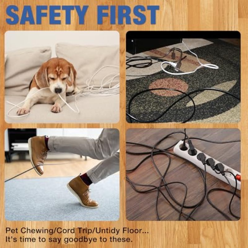 6 Feet Floor Cable Cover Self-Adhesive PVC Cord Protector - Soft Wood-Grain Cable Management for Office Desk - Image 4