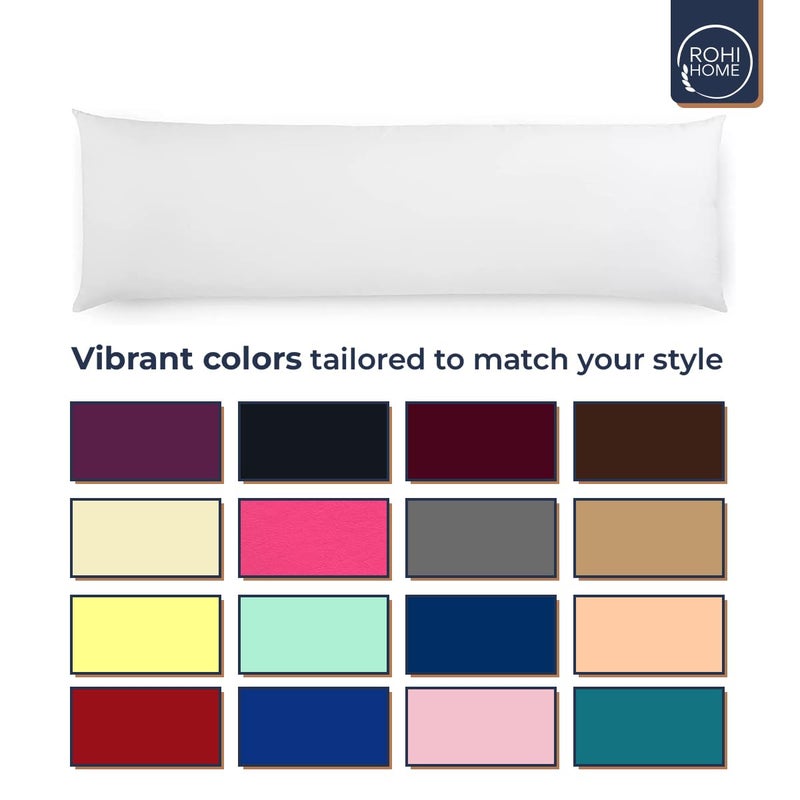 Rohi Bolster Pillow Cases - Soft Polycotton Body Pillow Cover – Breathable & Hypoallergenic Long Pillow Cover (4.6ft (54") Double Bed, White) - Image 4