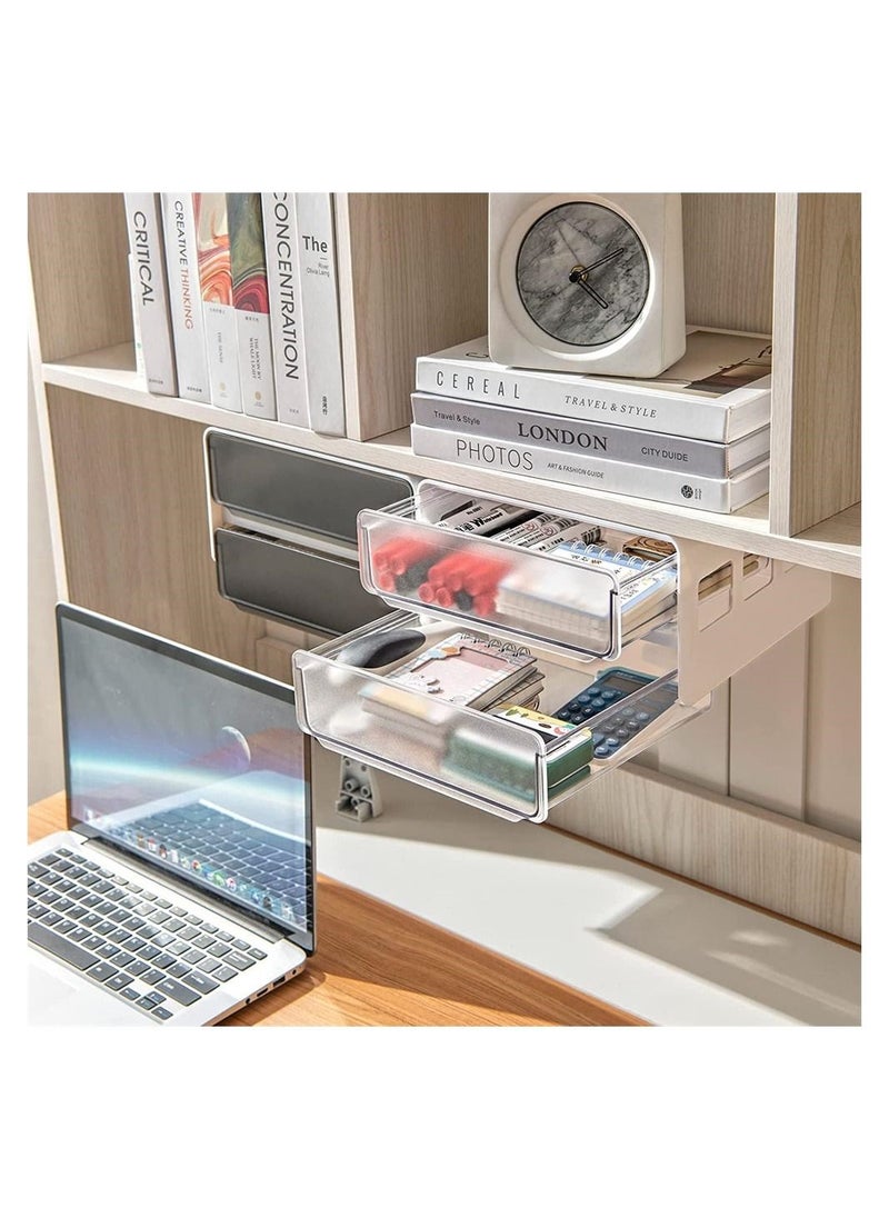 DMG TECH - Under Desk Drawer Office Organizers and Storage Drawers Under Mounted with 2 Layers - Image 1