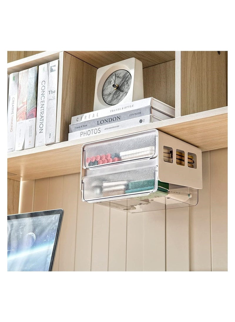 DMG TECH - Under Desk Drawer Office Organizers and Storage Drawers Under Mounted with 2 Layers - Image 1