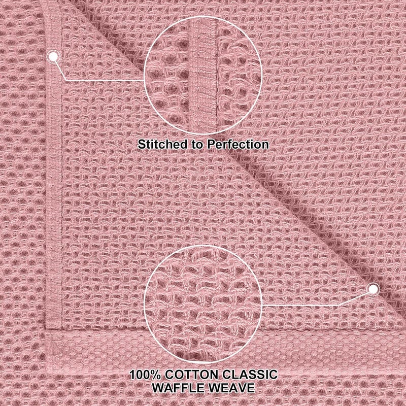 Homaxy 100% Cotton Kitchen Towels and Dishcloths Set, 12 x 12 Inches and 13 x 28 Inches, Set of 8 Bulk Kitchen Towels Set, Ultra Soft Absorbent Dish Cloths for Washing Dishes, Dried Rose - Image 2