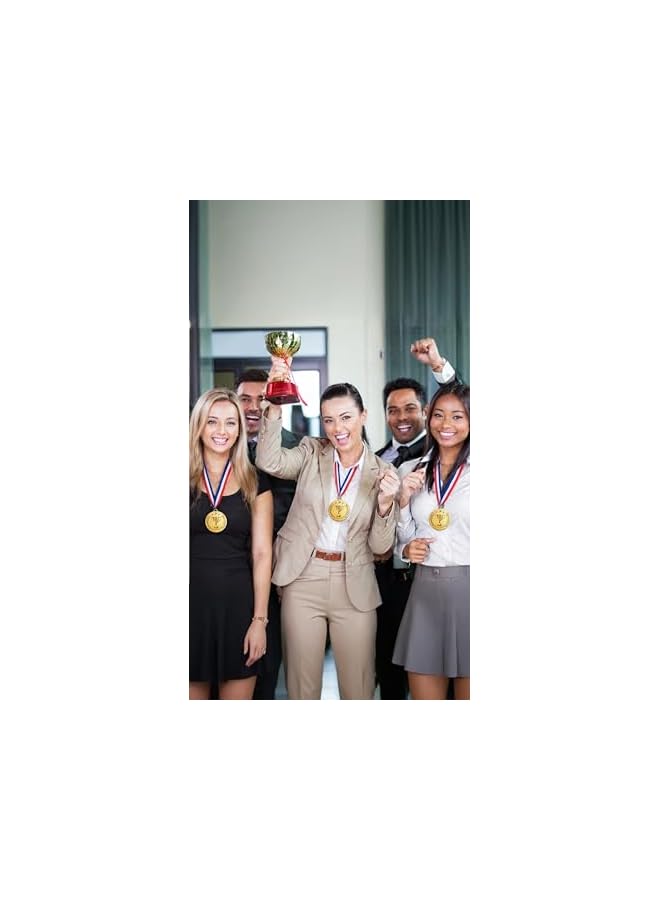 promass 18 Plastic Gold Olympic Medals for Awards, Champion Medal Perfect for Sports, Soccer, Gymnastics, Competitions, and Parties, Ideal Awards for Kids and Adults, for Birthday Party Favors - Image 4