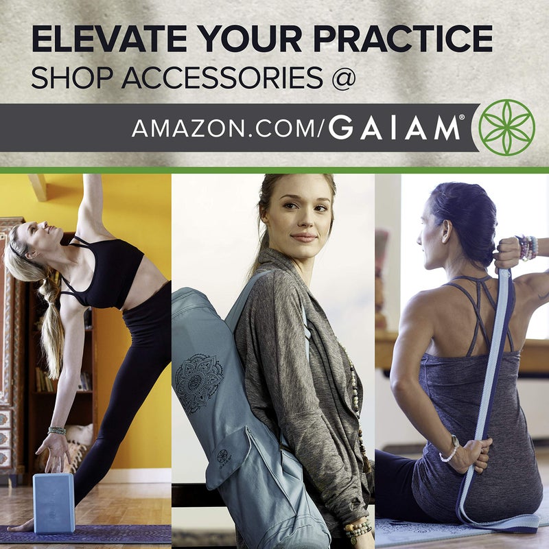 Gaiam حصيرة يوغا غايام - طباعة المحاذاة بسمك 6 مم غير قابلة للانزلاق لممارسة التمارين واللياقة البدنية لجميع أنواع اليوغا، بيلاتس وتمارين الأرض (68" × 24" × 6 مم سمك)، حبر - Image 5