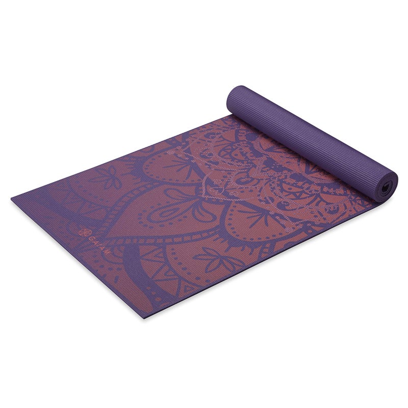 Gaiam حصيرة يوغا غايام - طباعة المحاذاة بسمك 6 مم غير قابلة للانزلاق لممارسة التمارين واللياقة البدنية لجميع أنواع اليوغا، بيلاتس وتمارين الأرض (68" × 24" × 6 مم سمك)، حبر - Image 1