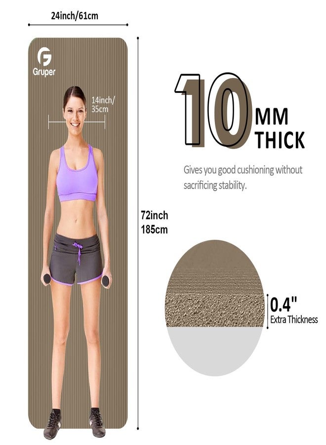 Gruper Thick Yoga Mat Non Slip, Large Size 72" L x 32" W x 0.6" TH, Premium Exercise & Fitness Mat with Carrying Strap and Bag, Workout Mats for Home (Brown, 72 * 24 * 0.4 Inches) - Image 2