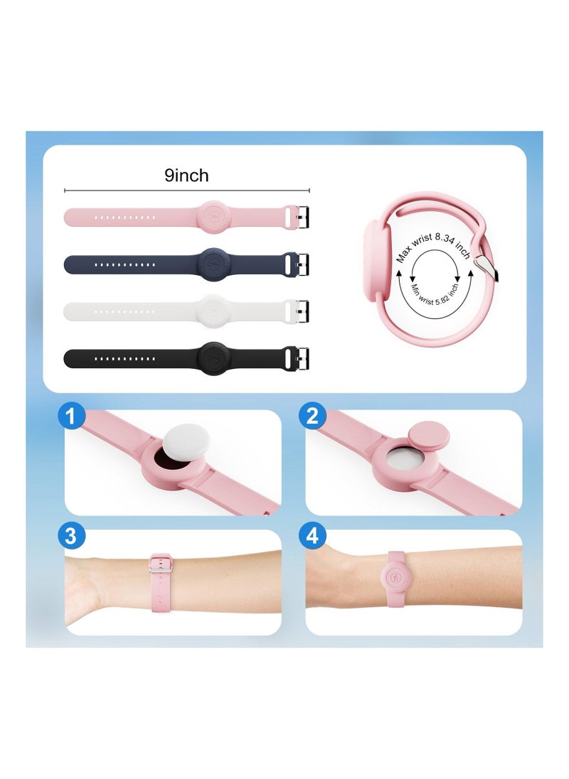 Generic - 4 Pack Waterproof AirTag Bracelet for Kids Soft Silicone Hidden Air tag Wristband Lightweight Band for Apple AirTag Full Body Protective Watch Band for Child - Image 1
