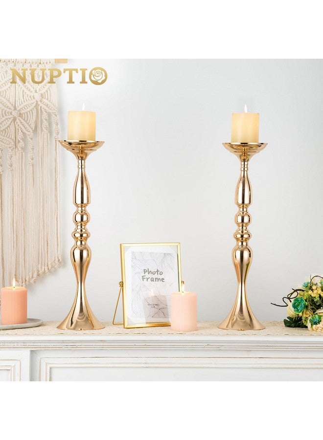 NUPTIO مزهرية لتنسيقات الزهور 2 قطعة مزهريات ذهبية لتنسيقات الزهور للزفاف للطاولات تنسيق زهور معدني متعدد الاستخدامات لتزيين مركز الطاولة في حفلات الزفاف والعشاء (ذهبي، 19.7 بوصة) - Image 3