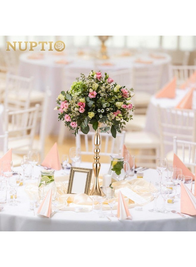 NUPTIO مزهرية لتنسيقات الزهور 2 قطعة مزهريات ذهبية لتنسيقات الزهور للزفاف للطاولات تنسيق زهور معدني متعدد الاستخدامات لتزيين مركز الطاولة في حفلات الزفاف والعشاء (ذهبي، 19.7 بوصة) - Image 2