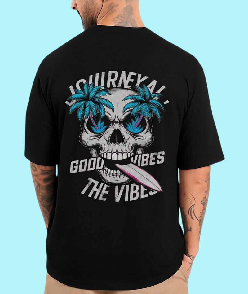 DIVIS Oversized Black Graphic T-Shirt for Men - Image 1