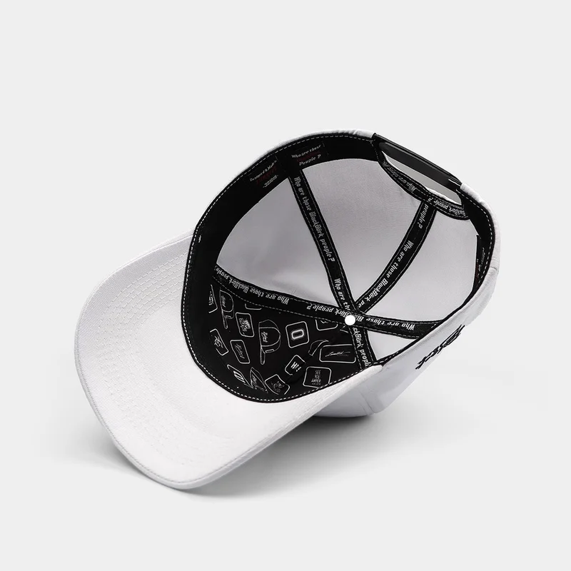 Black Börk V1 Baseball Cat - Unisex White Hat with 2 Code Logo
