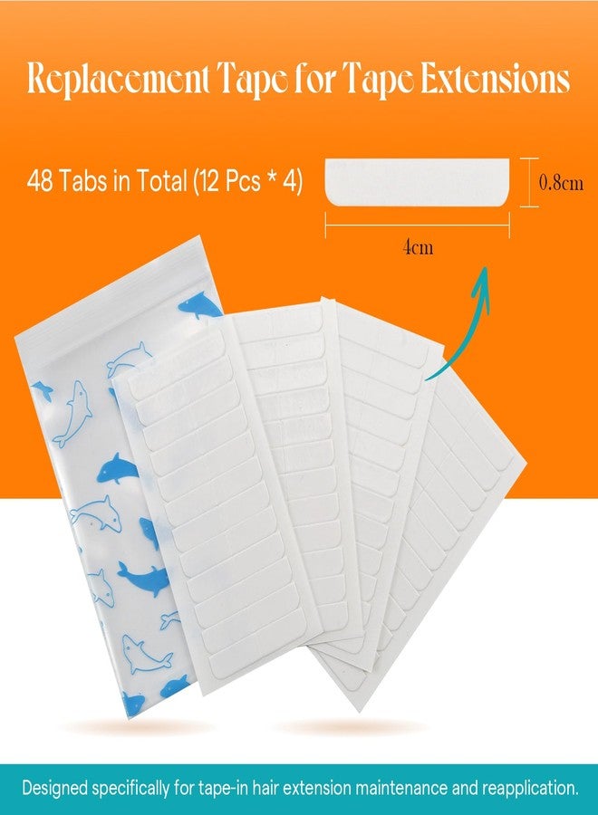 Ve Sunny Tape Double Sided Adhesive Replacement Tape ins, American White Tape for Hair Extensions Adhesive Tapes, Strong Tapes for Tape in Extensions Reusable, Total 48 Pieces, 4cm*0.8cm Per Piece - Image 2