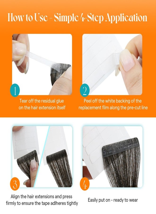Ve Sunny Tape Double Sided Adhesive Replacement Tape ins, American White Tape for Hair Extensions Adhesive Tapes, Strong Tapes for Tape in Extensions Reusable, Total 48 Pieces, 4cm*0.8cm Per Piece - Image 4