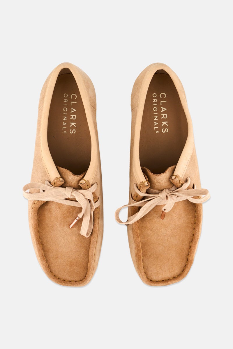 clarks Women Standard Wallabee Lace Up Suede Casual Shoes, Beige - Image 3