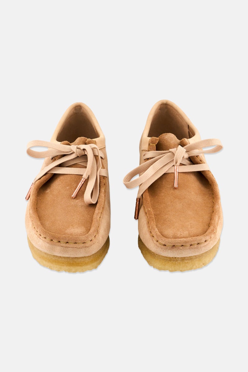 clarks Women Standard Wallabee Lace Up Suede Casual Shoes, Beige - Image 4