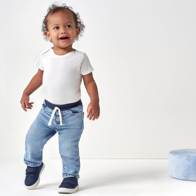 Gerber Baby Toddler Rib Waist Stretch Denim Skinny Jeans, Light Blue Denim, 0-3 Months - Image 2