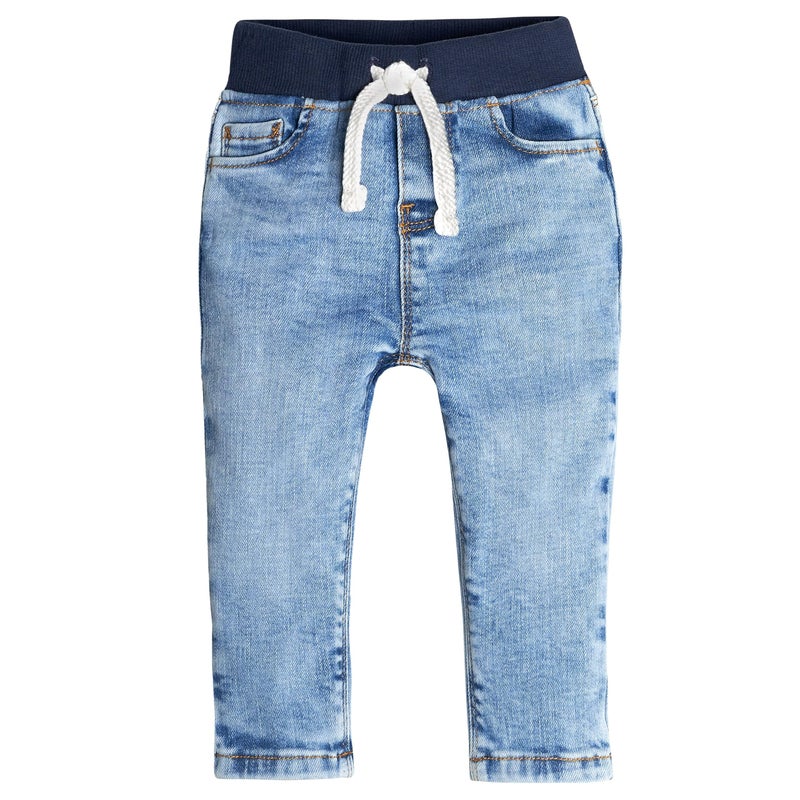 Gerber Baby Toddler Rib Waist Stretch Denim Skinny Jeans, Light Blue Denim, 0-3 Months - Image 1