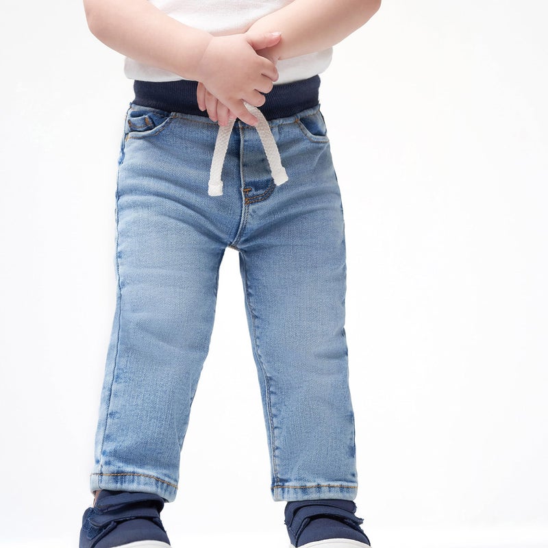 Gerber Baby Toddler Rib Waist Stretch Denim Skinny Jeans, Light Blue Denim, 0-3 Months - Image 5