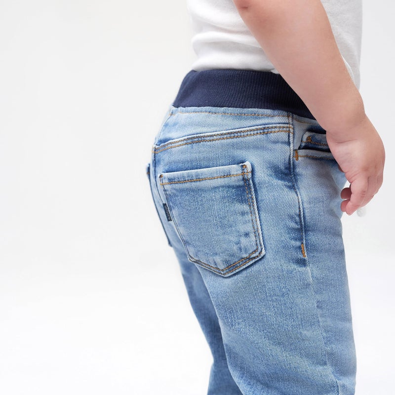 Gerber Baby Toddler Rib Waist Stretch Denim Skinny Jeans, Light Blue Denim, 0-3 Months - Image 4