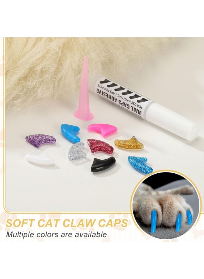 20 Pcs Cat Nail Caps, Colorful Pet Cat And Dog Soft Claws Nail Covers For Cat Claws With Glue And Applicators (Color May Vary) (Large) - Image 4
