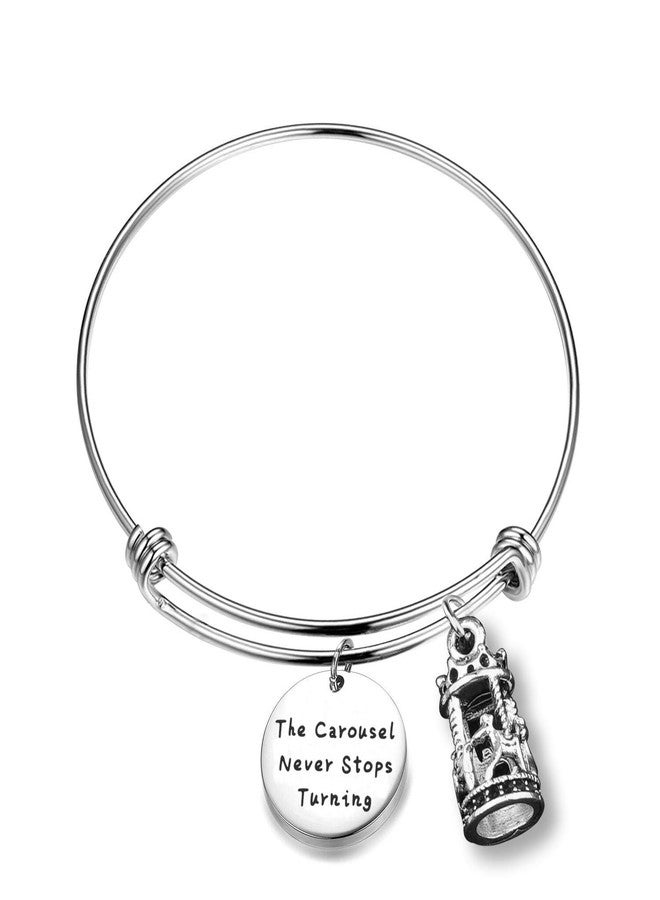 WUSUANED The Carousel Never Stops Turning Horse Carousel Charm Bangle Bracelet Inspirational Jewelry Gift (carousel never stops) - Image 1