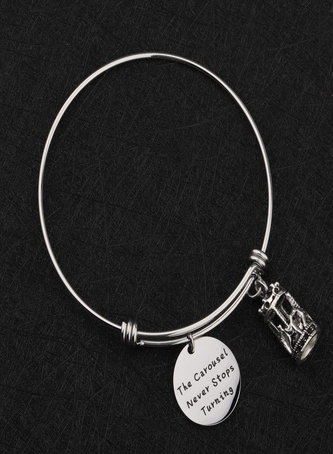 WUSUANED The Carousel Never Stops Turning Horse Carousel Charm Bangle Bracelet Inspirational Jewelry Gift (carousel never stops) - Image 3