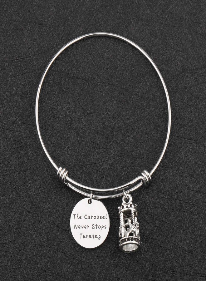 WUSUANED The Carousel Never Stops Turning Horse Carousel Charm Bangle Bracelet Inspirational Jewelry Gift (carousel never stops) - Image 2