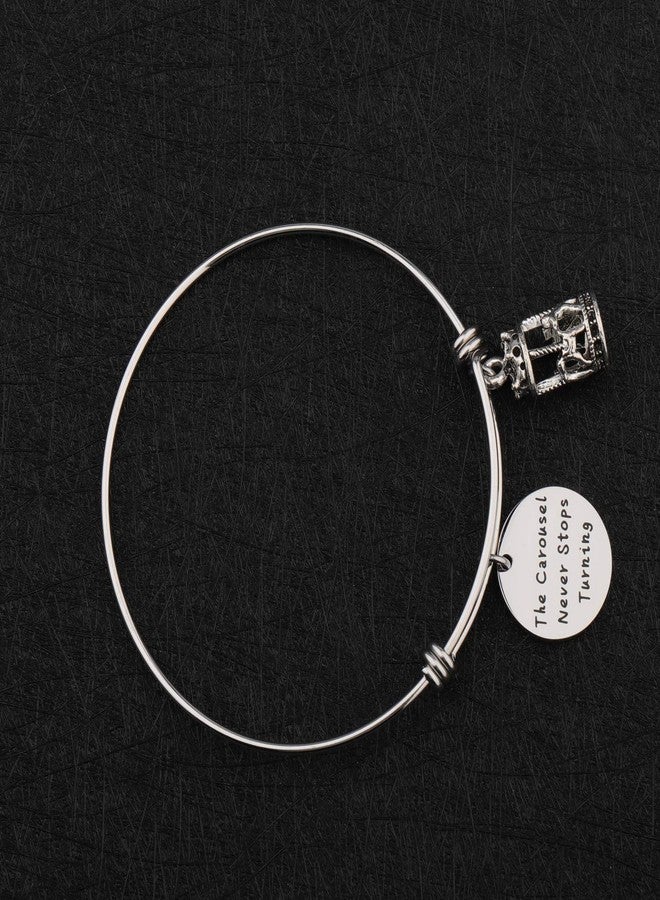 WUSUANED The Carousel Never Stops Turning Horse Carousel Charm Bangle Bracelet Inspirational Jewelry Gift (carousel never stops) - Image 4