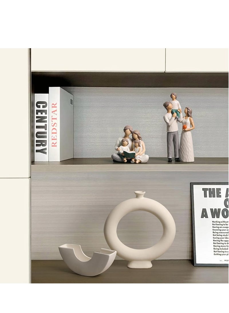 SYOSI Family of 4 Reading Book Figurines, Hand-Painted Figures, Gifts for Parents, Daughter, Son, Family Sculpture, Shelf Decor, Desktop, Home, Bedroom, Living Room Decoration, Coaster  - Image 5