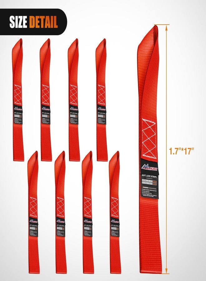 Nilight Soft Loop 1.7”×17" Motorcycle Tie Down Straps Heavy Duty 12000Lbs Max Break Strength for Securing ATV UTV Kayak Moving Cargo (8PK-Red) - Image 2