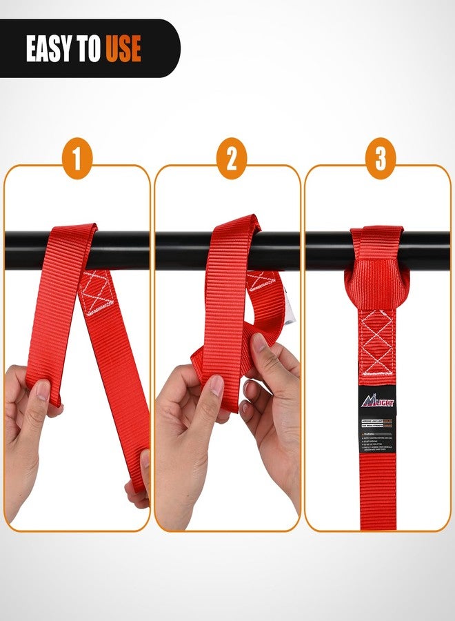 Nilight Soft Loop 1.7”×17" Motorcycle Tie Down Straps Heavy Duty 12000Lbs Max Break Strength for Securing ATV UTV Kayak Moving Cargo (8PK-Red) - Image 5